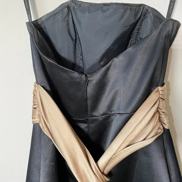 Bill Levkoff Women's Sz 6 Strapless Belted Sash Evening Formal Midi Dress Black - Picture 11 of 14